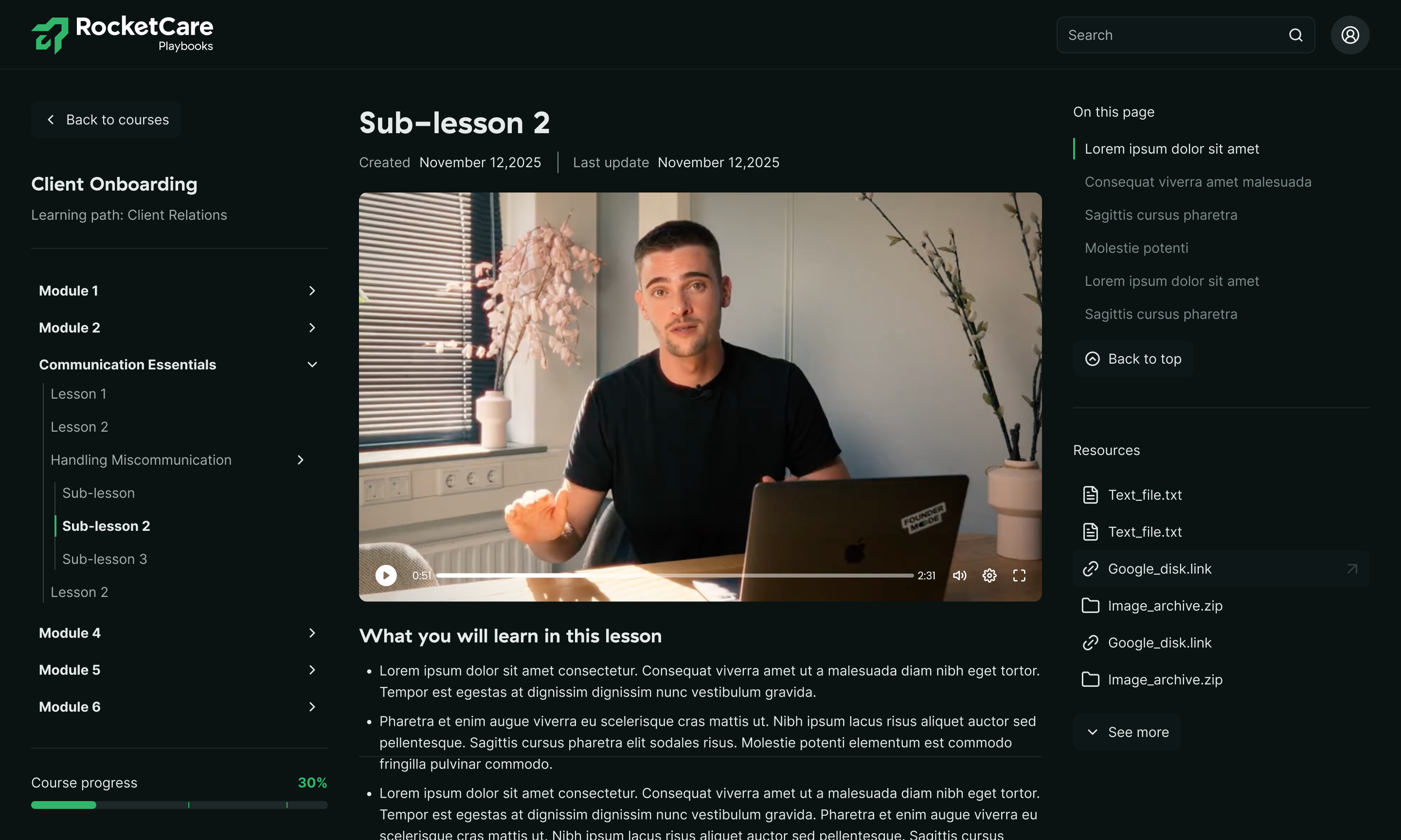 Course preview interface
